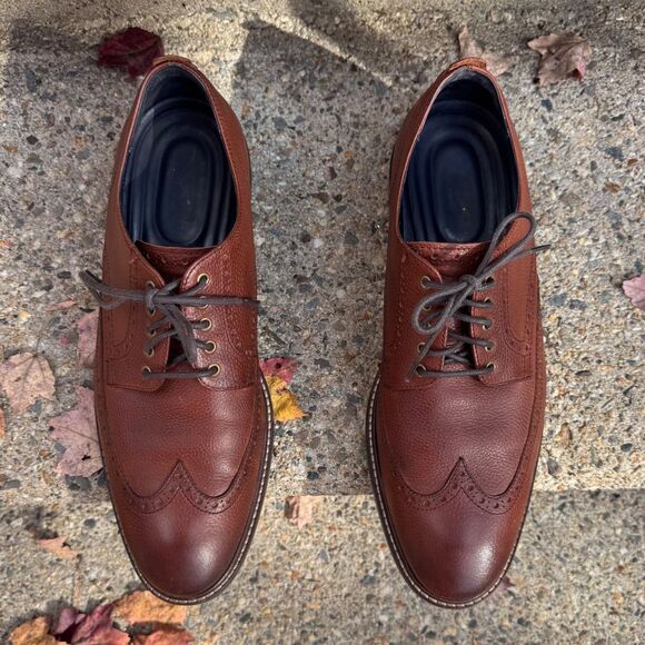 Cole Haan Grand OS Shoes Mens Size 11 Wingtip Brown Leather Oxford Dress Brogue - Picture 5 of 15